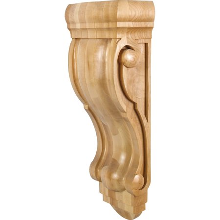 HARDWARE RESOURCES 8-1/4" Wx5-1/4"Dx22"H Rubberwood Scrolled Corbel CORQ-6RW